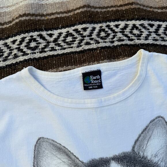 Vintage 90's Virginia Miller Cat Kitten Art White Pocket Long Sleep Shirt Sz OS - Picture 5 of 8